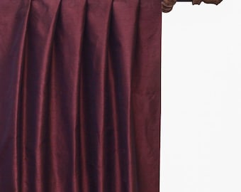 Dark Maroon Art Silk Curtain Panels, Faux Silk Curtains (Rod Pocket, Grommet, Box Pleat, Three Pinch Pleat, Tab Top And Plain Ring Top)