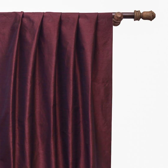 Dark Maroon Art Silk Curtain Panels, Faux Silk Curtains (Rod Pocket, Grommet, Box Pleat, Three Pinch Pleat, Tab Top And Plain Ring Top)