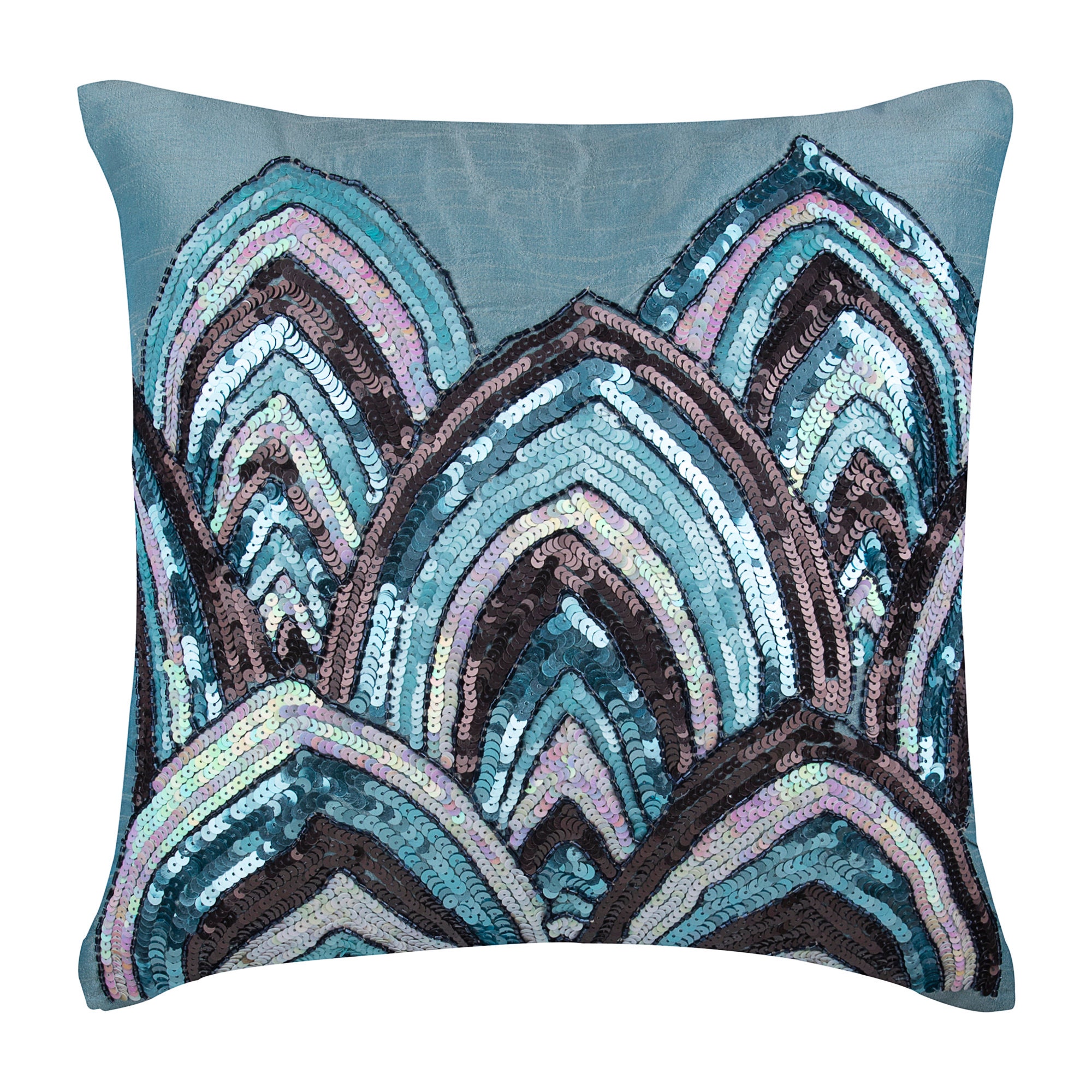 Decorative Throw Pillow Covers 26x26 Blue Silk Embroidered Etsy