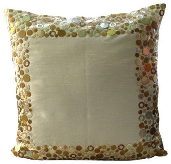 Ivory European Cushion Cover 24x24 Designer Beige Euro Pillow Sham 24x24