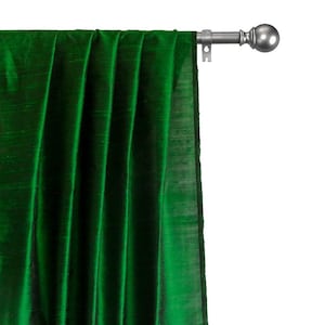 Forest Green Silk Dupioni Curtain Panels (Rod Pocket, Grommet, Box Pleat, Three Pinch Pleat, Tab Top and Plain Ring Top)