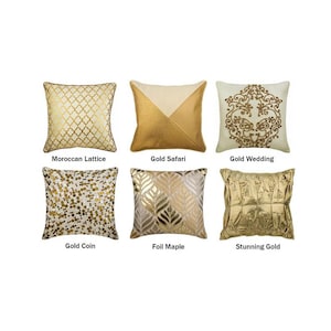 The Gold Collection Pillow Covers, Decorative Throw Pillow Cover, Gold Foil, Leather, Beaded Pillows, Table Runner, Bed Runner