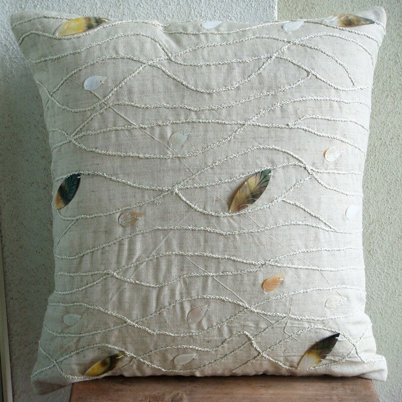 Cotton Linen Beige Sofa Pillow Cover 16x16 Etsy