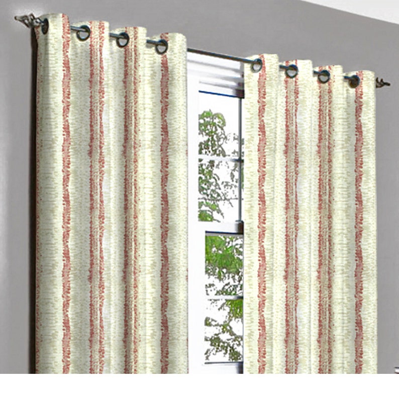 10/% THANKSGIVING SALE Rivalto Red Strokes Grommet Blackout Lined Curtain in Textured Jacquard Weave Fabric Housewares Window Treatment Drape