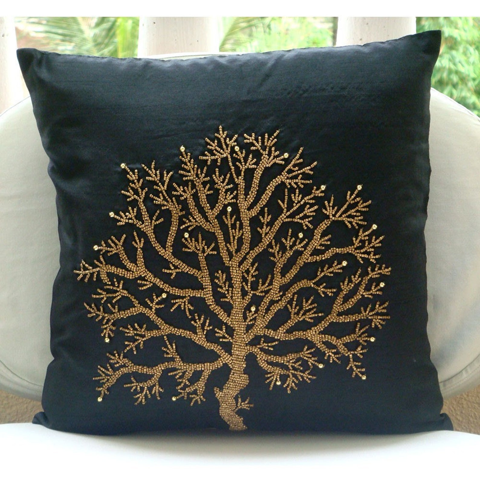 16x16 Decorative Black Couch Cushion Cover Art Etsy
