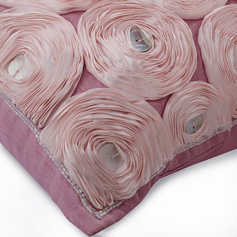 Decorative Ribbon Embroidery Pillow Cover Art Silk Nature Etsy