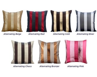 Lounge Collection Pillow, Decorative Throw Pillow Cover, Alternating Metallic Faux Leather Striped Pillow Cover, Sofa Couch Cushion Cover