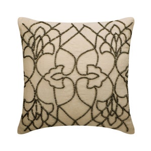 Designer Throw Pillow Cover 16&quot;x16&quot;, Linen Toss Pillows Beige Sofa Pillow Cover Abstract Pattern Modern Style - Beige Magnet