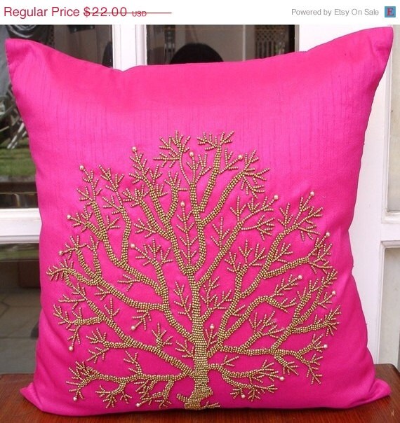 Luxury Fuchsia Pink Pillows Cover 16x16 Silk