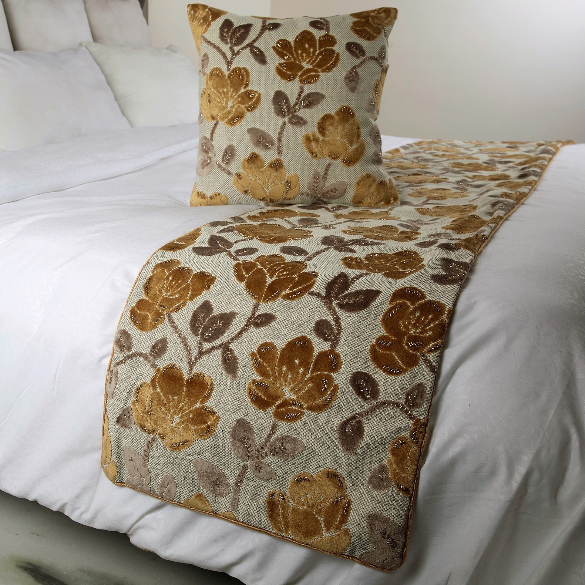 Bed Runner With Decorative Throw Pillow Cover 53 X 18 Inch Etsy