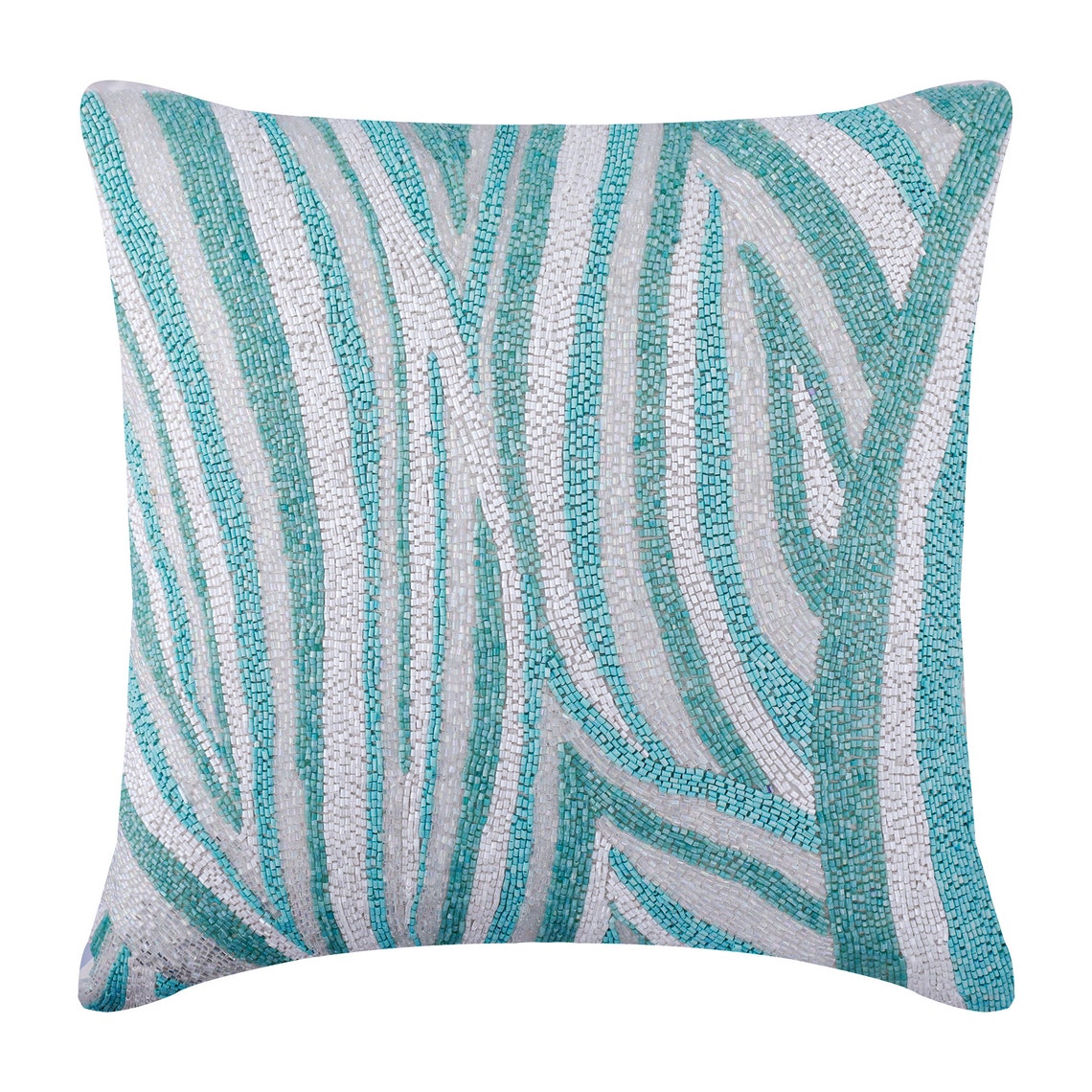 16x16 Designer Aqua Blue Couch Pillow Art Silk Etsy