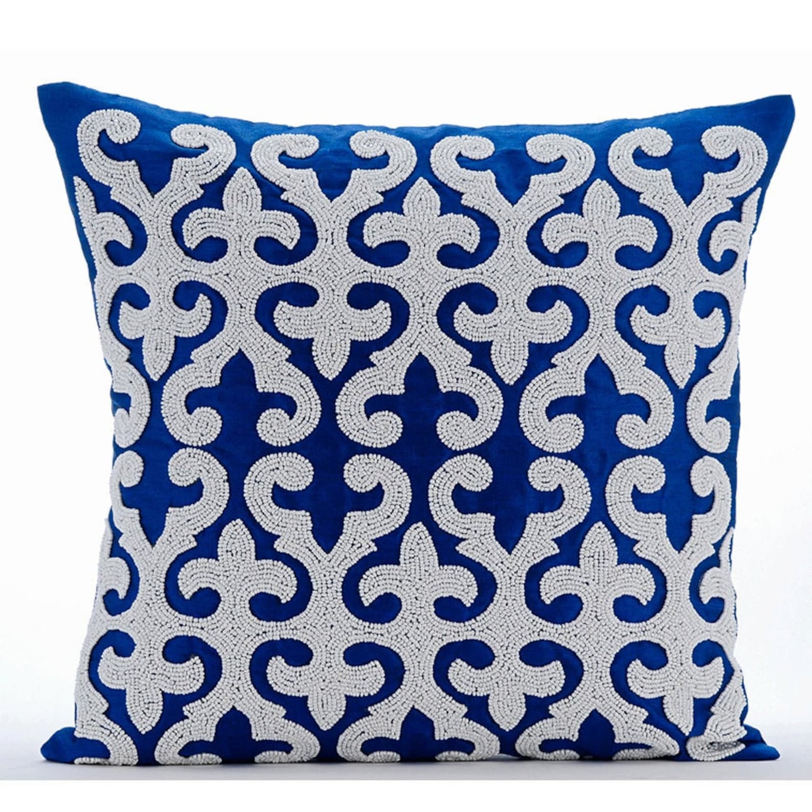 16x16 Decorative Royal Blue Pillow for Sofa Art Etsy