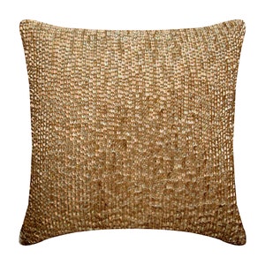 Art Silk Gold Throw Pillow Cover 16&quot;x16&quot;, Decorative Toss Pillows Drops, Scales, 3D Textured Sofa Pillow Cover Abstract - Golden Drops