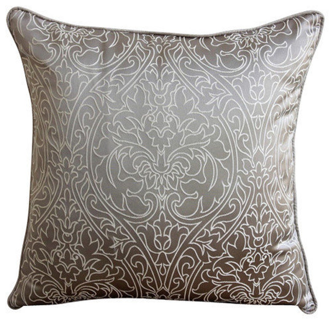 16x16 Designer Gray Couch Pillow Cover Art Silk Etsy