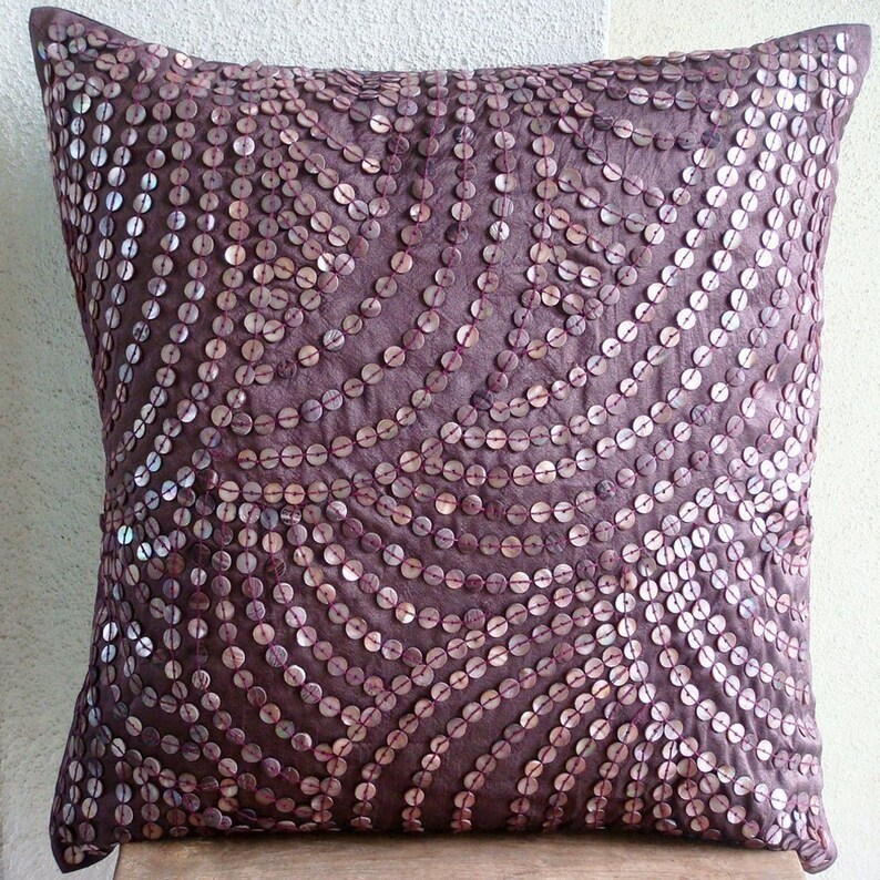 16x16 Designer Purple Pillow Cases Vintage, Art Silk Couch Pillow Throw Pillow Cover Abstract Pattern Modern Style Creeping Vines image 2