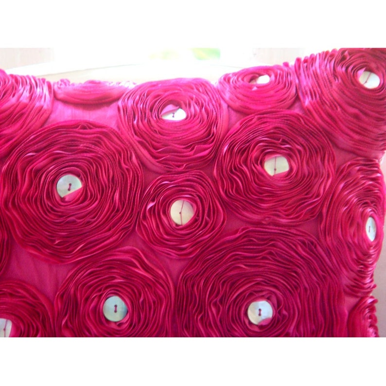 Fuchsia Power Pillow Sham Covers 24x24 Inches Silk Pillow Sham Cover with Satin Embroidery Decorative Pillow Covers