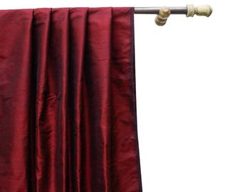 Maroon Silk Dupioni Curtain Panels (Rod Pocket, Grommet, Box Pleat, Three Pinch Pleat, Tab Top and Plain Ring Top)