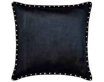 Decorative Pillow Cover 16x16 Inch Luxurious Black Velvet Throw Pillow with Border Velvet Couch Cushion Bedroom Decor Modern Home - Blagden