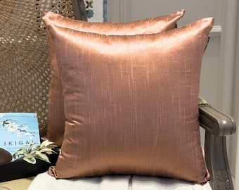 Lot de 2 oeuvres d'art en cuivre, motif uni, housse de coussin moderne / Housse de coussin lombaire - Luxe cuivré