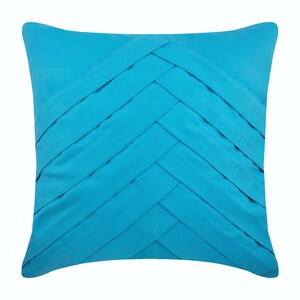 Decorative Pintucks, Textured, Striped Throw Pillow Cover 16&quot;x16&quot;, Suede Toss Pillows Turquoise Blue - Turquoise Blue No Limits No Lines