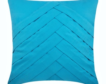 Dekorativ Türkisblau 40x40 cm, Wildleder Biesen, texturiert, gestreift Benutzerdefinierte Kissen, - Turquoise Blue No Limits No Lines