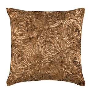 Decorative Gold Euro Pillowcase 24&quot;x24&quot;/26&quot;x26&quot;, Art Silk Bed Pillow Sequin Embellished Sofa Pillow Cover Circles Dots - Golden Touch