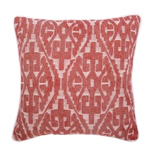 Designer Red Euro Pillow Sham 24&quot;x24&quot;/26&quot;x26&quot;, Jacquard Silk Couch Throw Cushion Cover Moroccan Pattern Contemporary - Tribal Love