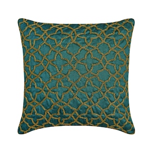 Decorative Lattice, Trellis Throw Pillow 16"x16", Art Silk Pillow for Sofa Teal Blue Throw Pillow Cover Geometric Modern - Teal Geometry