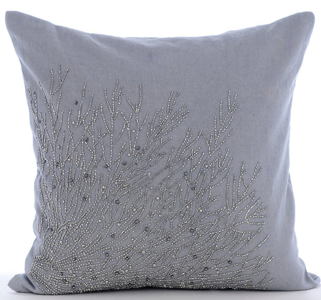 16"x16" Decorative Gray Toss Pillows, Cotton Linen Throw Pillow Case ...