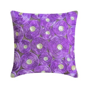 Funda de cojín decorativa para sofá de 40,6 x 40,6 cm, de seda artística, estilo vintage, color lavanda y morado, con motivos florales naturales y modernos - Rosas lavanda