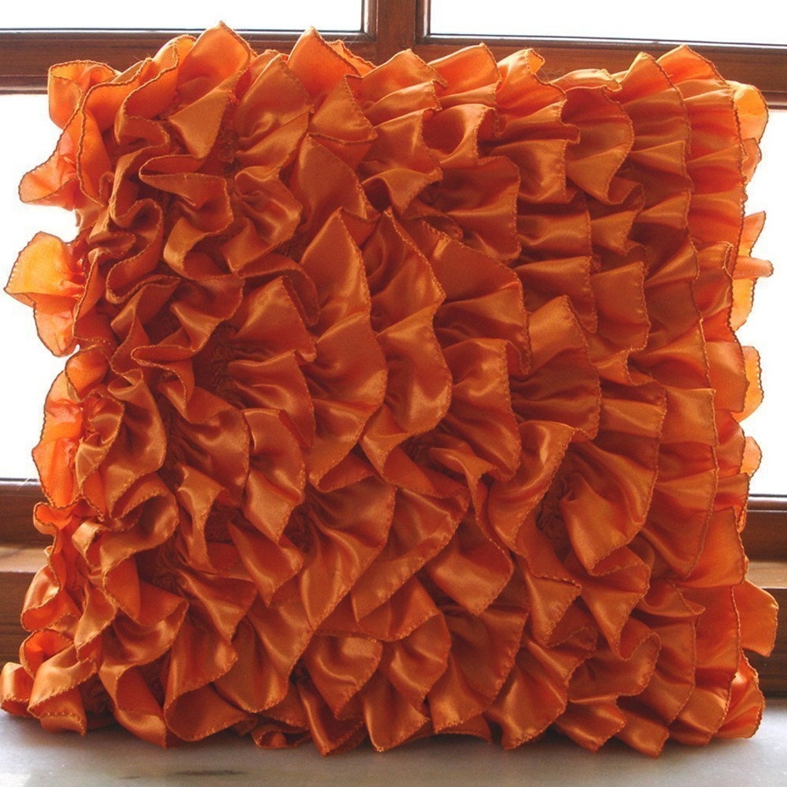 Designer Orange Throw Pillow Cover 16x16 Satin Etsy
