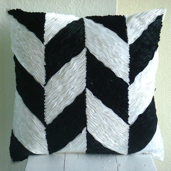 Black N White Euro Sham Covers 26x26 Silk Euro Sham Cover