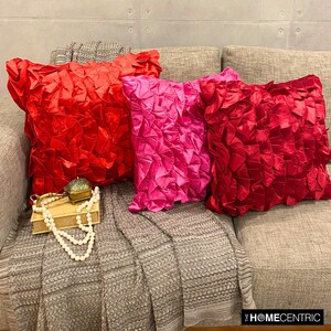 Satin Fuchsia Pink Sofa Cushion Cover 16"x16", Designer Throw Pillow ...