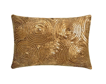 Decorative Pillow Gold Lumbar Pillow Cover Decorative Oblong