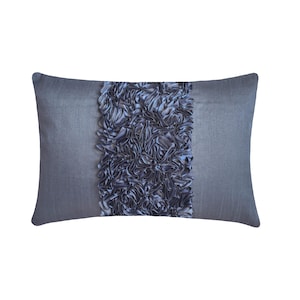 Dekorative längliche / lumbale Rechteck Dekokissenbezüge Akzentkissen Couch werfen 12x16 Blauer Seidenkissenbezug Band bestickt - Blaue Liebe