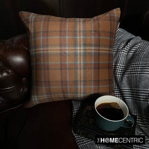 Fall Plaid Pillow Cover, Winter Pillows in Velvet Plaid, Checkered Pillow Case in Burnt Orange for Living Room Farmhouse Cottage Euro Sham