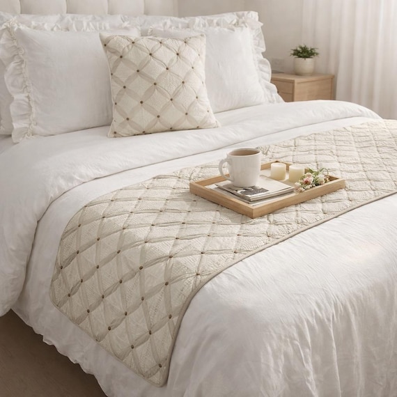 WURUIBO Set Biancheria Da Letto Matrimoniale/Queen 3 Pezzi - Copriletto Leggero Trapuntato In Microfibra Con Federe, 228x243 Cm, Bianco, Per Tutte Le Stagioni - 4