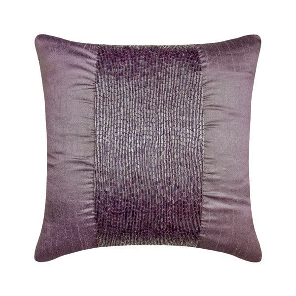 Art Silk Purple Sofa Throw 16"x16", Decorative Throw Cushion Cover Throw Cushion Solid Color Modern Home Decor Pillow - Violet Center