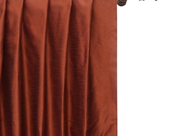 Rust Art Silk Curtain Panels, Faux Silk Curtains (Rod Pocket, Grommet, Box Pleat, Three Pinch Pleat, Tab Top And Plain Ring Top)