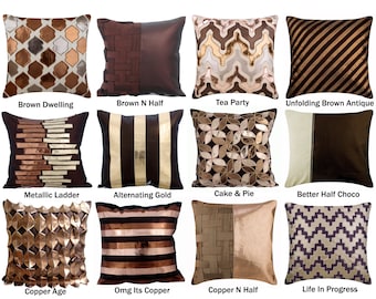 Lounge Collection Pillow Decorative Throw Pillow Cover Brown Metallic Faux Leather Applique Pillow Cover Sofa Couch Cushion Cover Etsy Canada