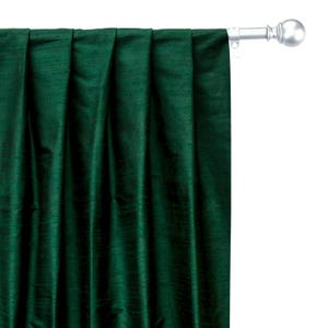 Dark Green Silk Dupioni Curtain Panels (Rod Pocket, Grommet, Box Pleat, Three Pinch Pleat, Tab Top and Plain Ring Top)