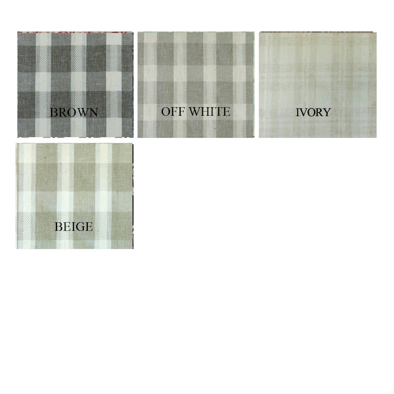 Vintage Linen Brown Plaid Grommet Blackout Lined Curtain Textured Jacquard Weave Fabric Housewares Window Treatment Drapes Curtain Panels