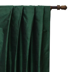 Bottle Green Art Silk Curtain Panels, Faux Silk Curtains (Rod Pocket, Grommet, Box Pleat, Three Pinch Pleat, Tab Top And Plain Ring Top)