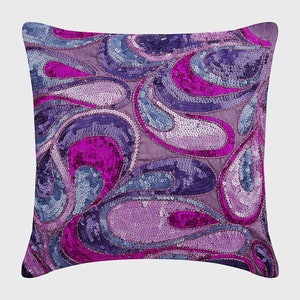 Art Silk - Almohada morada para sofá de 16.0 x 16.0 in, funda decorativa para cojín de sofá, cojines con patrón abstracto, estilo Art Deco - Royal Obsession