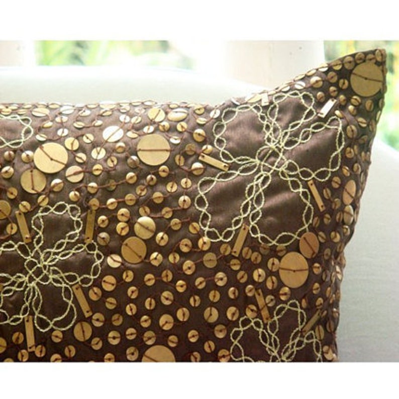 16x16 Luxury Brown Sofa Pillow Cover Art Silk Etsy