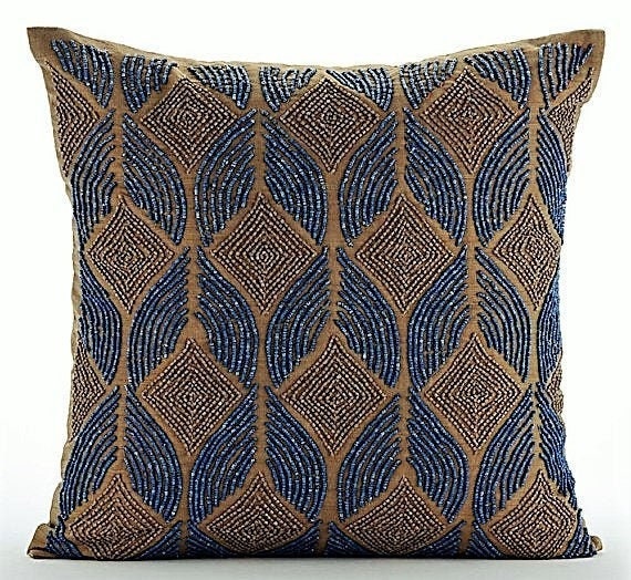 Decorativo Blu 65x65 cm cuscini, Art Silk Arabo, reticolo, traliccio Fodera  per cuscino da letto, Geometrico Contemporaneo Moroccan Blue -  Italia