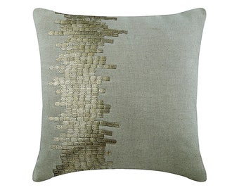 Decorative Textured, 3D Abstract Sofa Throw 16"x16", Cotton Linen Throw Cushion Cover Gray Throw Cushion Solid Contemporary - Silver Bistro