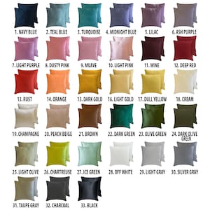 Pack of 2 Slub Satin Pillow Covers in Multiple Colors, Square Throw Pillow Covers, Solid Cushion Covers, Satin Pillow Case