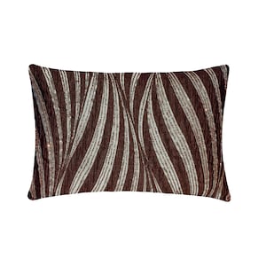 Decorative Oblong Cushion / Lumbar Pillow Cover Brown Jacquard Fabric with Brown Bead for Couch Sofa Modern Home Style - Brown Torrent