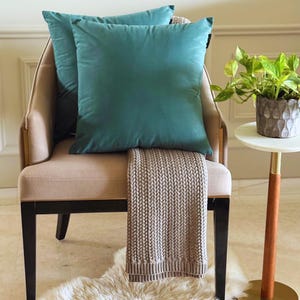 Pack of 2 Teal Green Velvet Pillow Covers, Square Throw Pillow Covers, Solid Cushion Covers, Plain Velvet Pillow Case - Teal Green Velvet